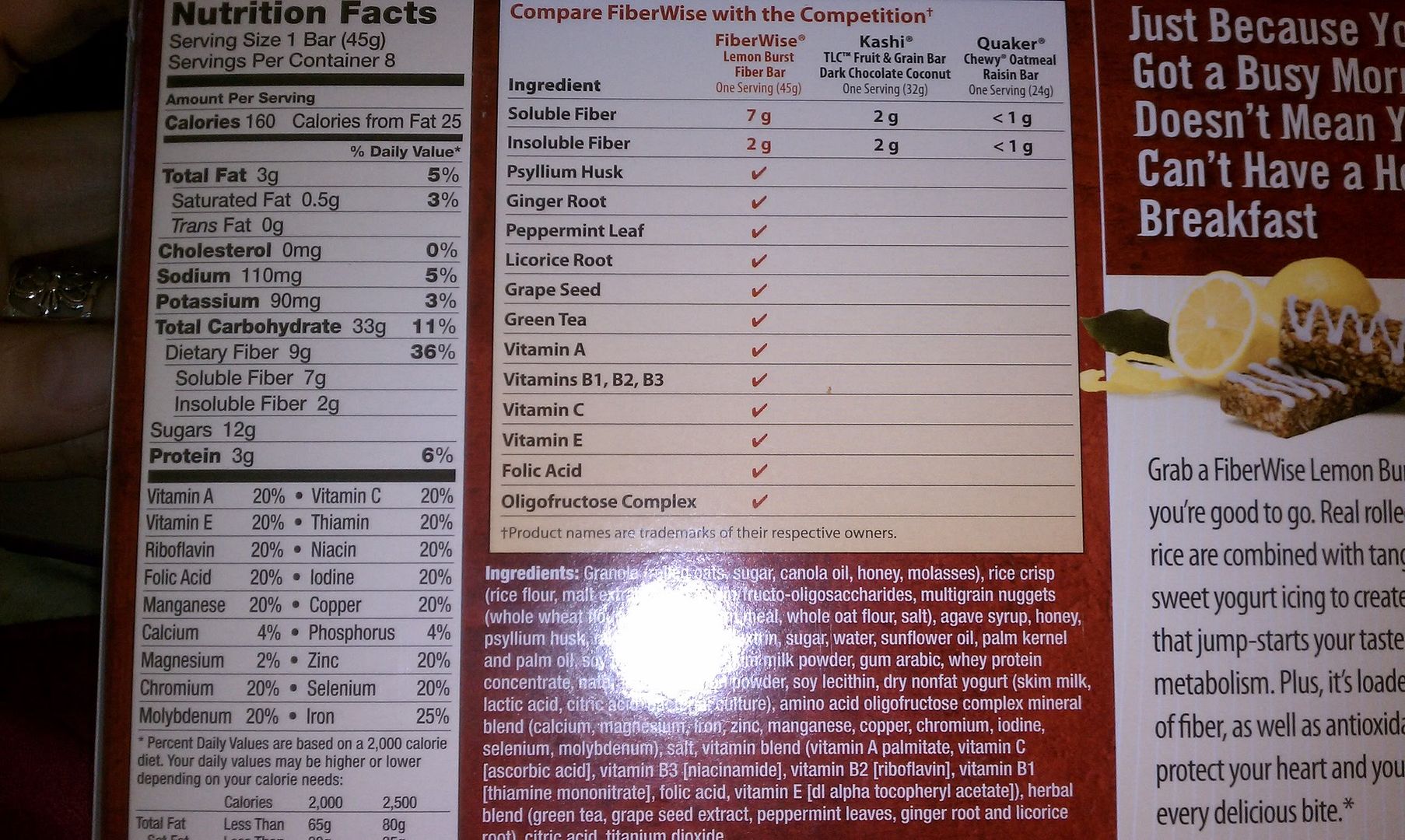 FiberWise HeartHealthy Chewy Fiber Bar (160 calories and 9g Fiber for